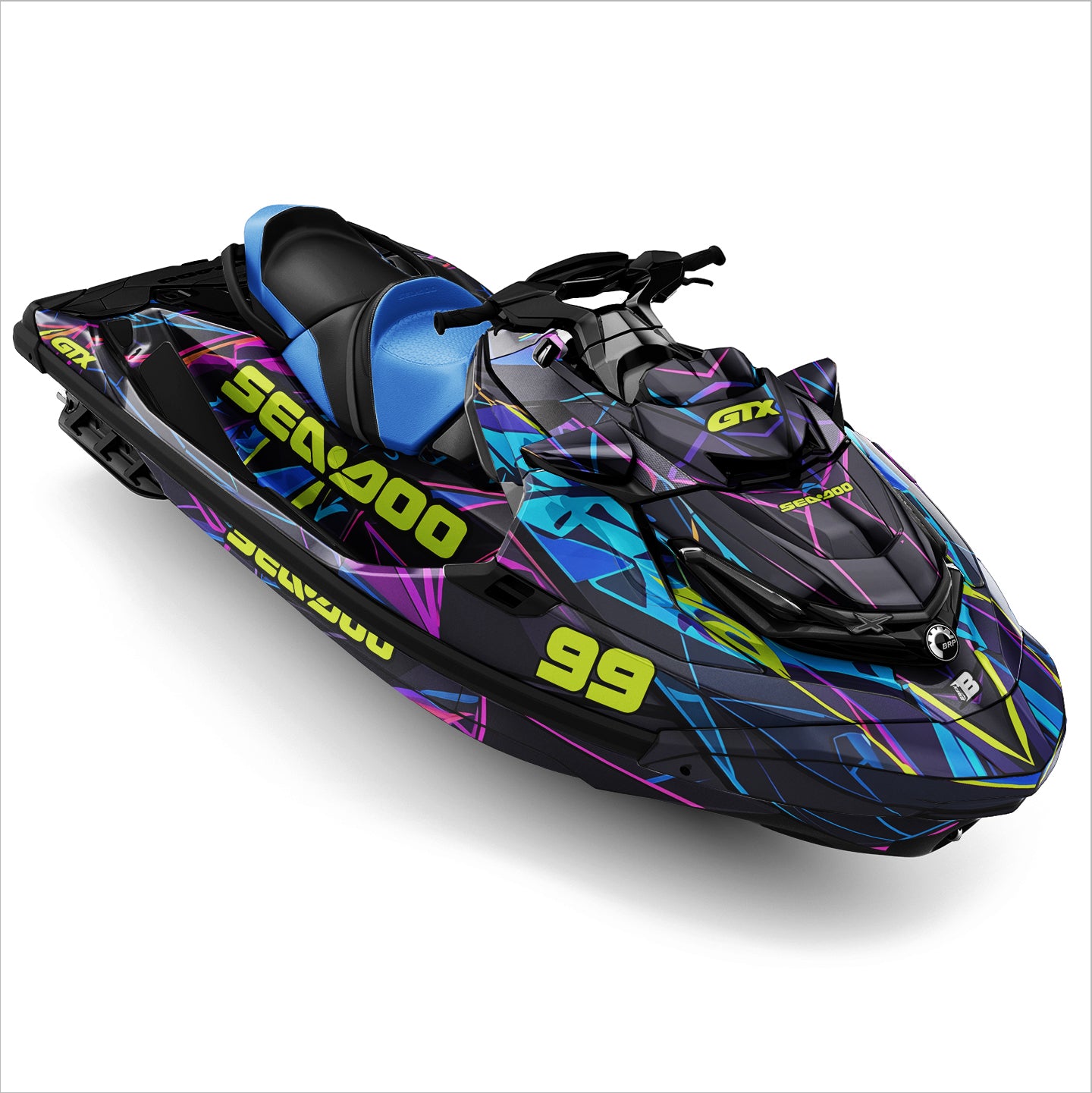 SEA-DOO RXT-GTX 2018-2026 FULL GRAPHICS KIT "HYPERWAVE BLUE" DESIGN