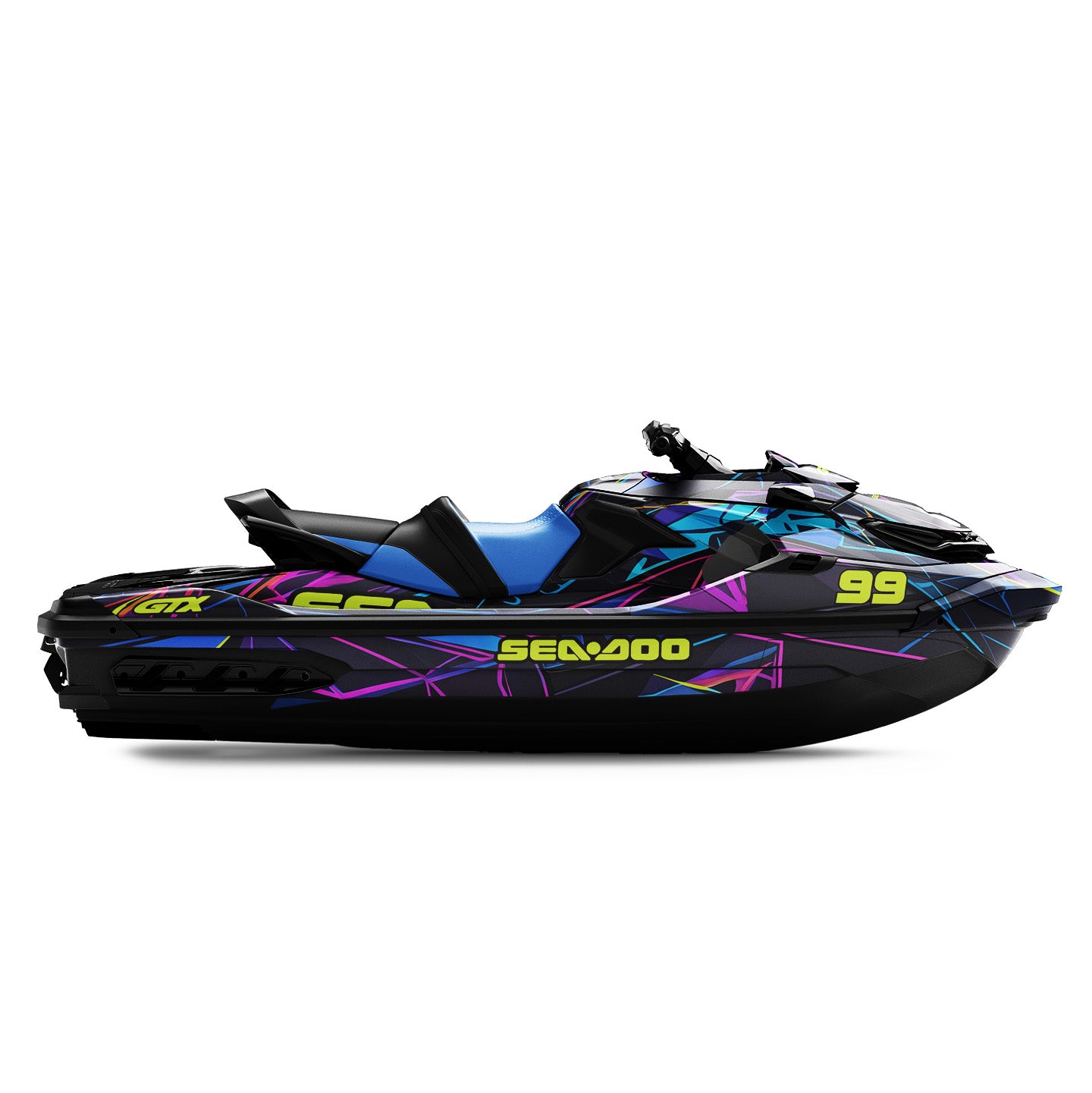 SEA-DOO RXT-GTX 2018-2026 FULL GRAPHICS KIT "HYPERWAVE BLUE" DESIGN