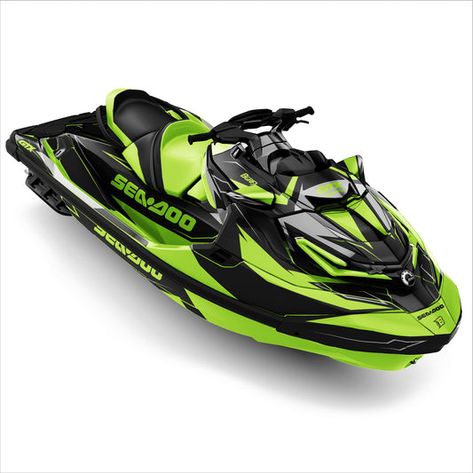SEA-DOO RXT-GTX 2018-2026 FULL GRAPHICS KIT "IGNITE LIGHT GREEN" DESIGN
