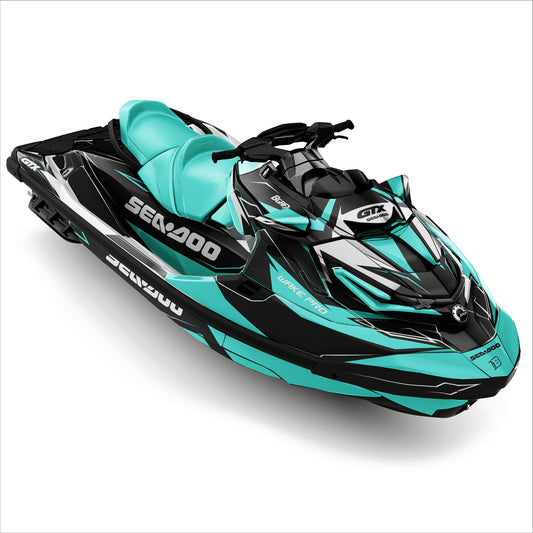 SEA-DOO RXT-GTX 2018-2026 FULL GRAPHICS KIT "IGNITE TURQUOISE" DESIGN
