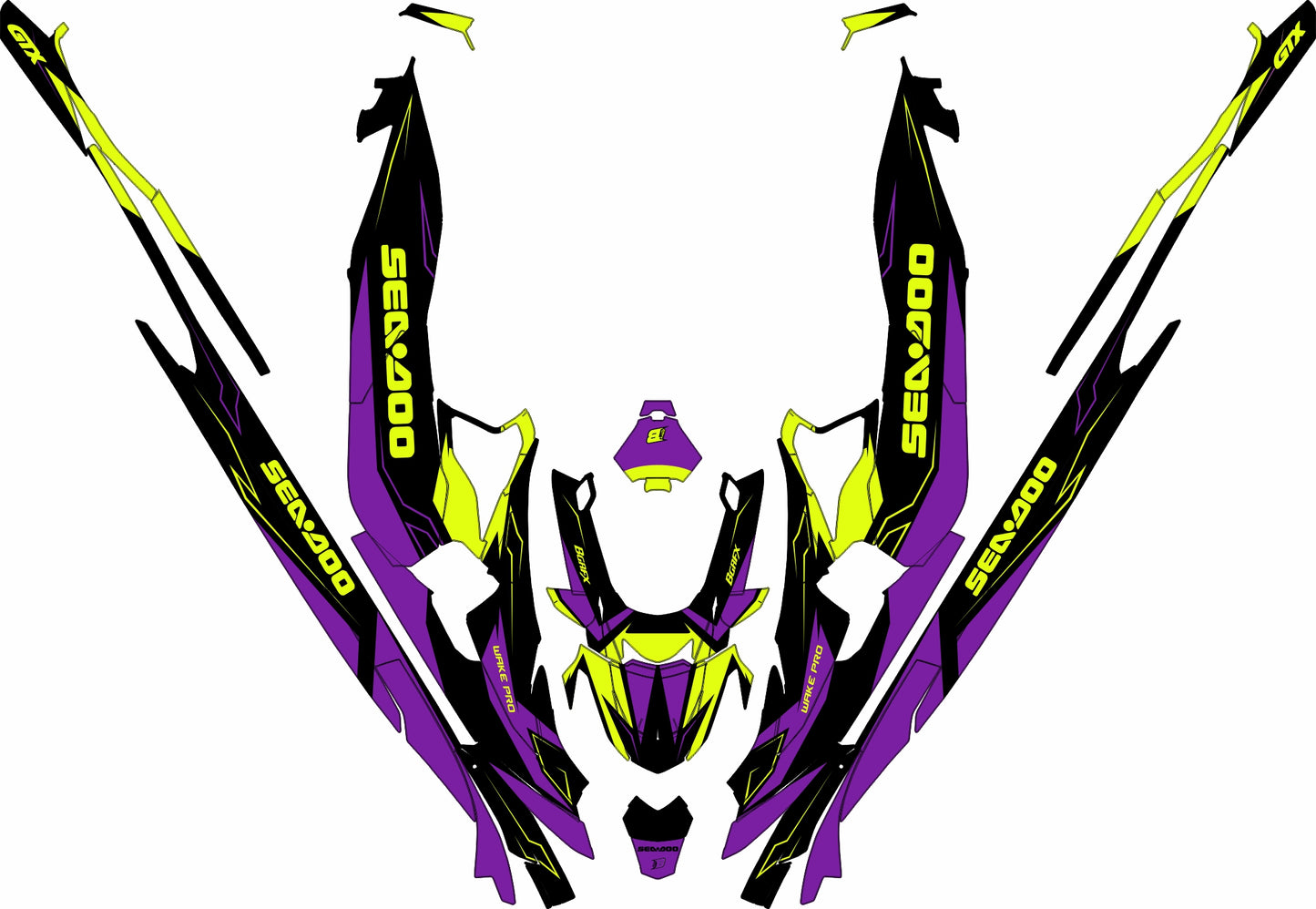SEA-DOO RXT-GTX 2018-2026 FULL GRAPHICS KIT "IGNITE PURPLE" DESIGN