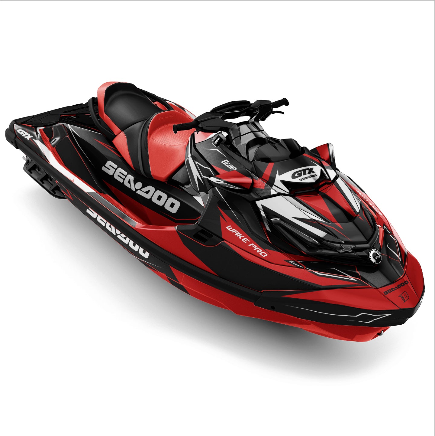 SEA-DOO RXT-GTX 2018-2026 FULL GRAPHICS KIT "IGNITE RED" DESIGN
