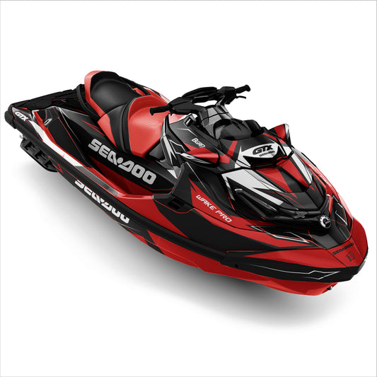 SEA-DOO RXT-GTX 2018-2026 FULL GRAPHICS KIT "IGNITE RED" DESIGN