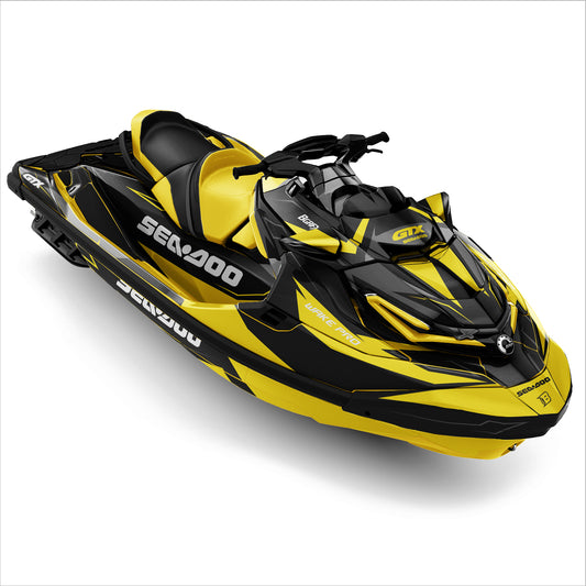 SEA-DOO RXT-GTX 2018-2026 FULL GRAPHICS KIT "IGNITE YELLOW" DESIGN