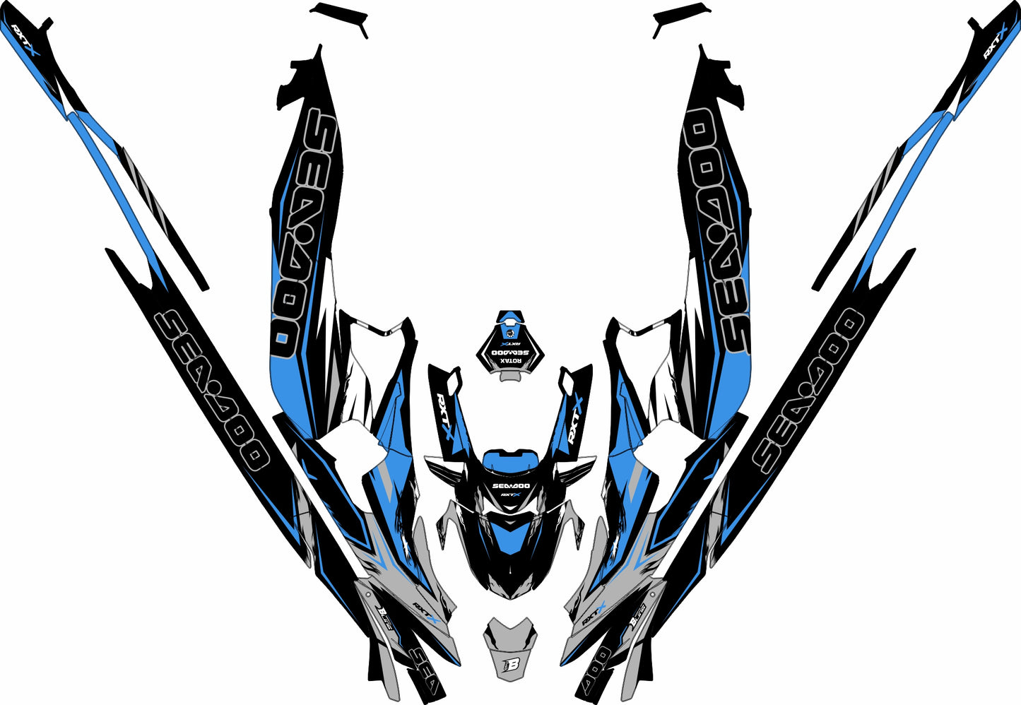 SEA-DOO RXT-GTX 2018-2026 FULL GRAPHICS KIT "RIFT BLUE" DESIGN