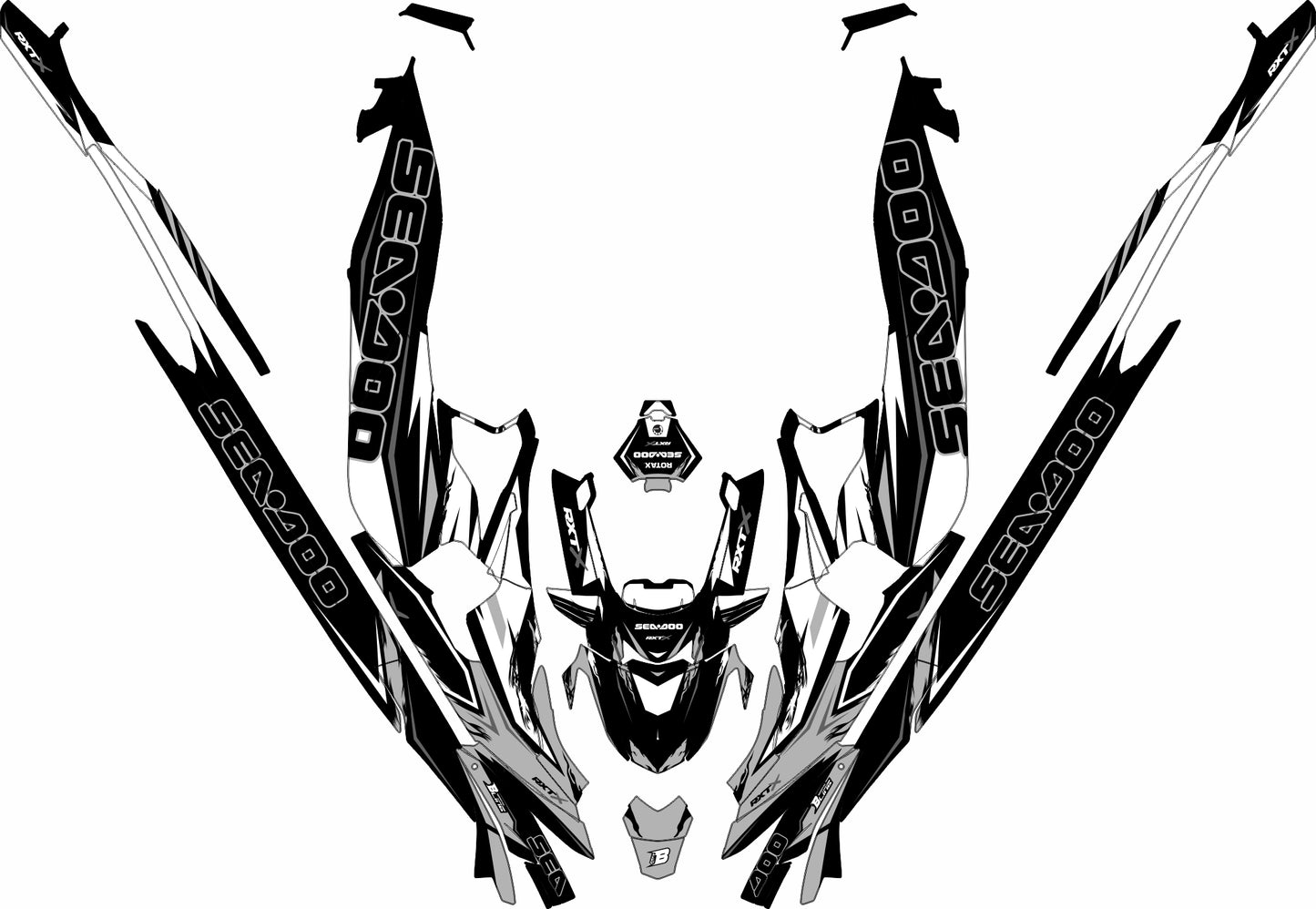 SEA-DOO RXT-GTX 2018-2026 FULL GRAPHICS KIT "RIFT GREY" DESIGN