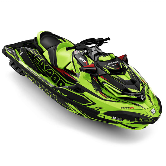 SEA-DOO RXT-GTX 2018-2026 FULL GRAPHICS KIT "RIFT LIGHT GREEN" DESIGN