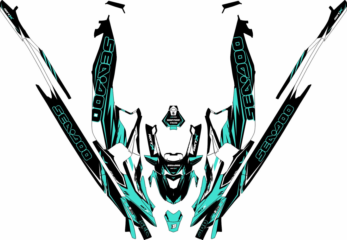 SEA-DOO RXT-GTX 2018-2026 FULL GRAPHICS KIT "RIFT TURQUOISE" DESIGN