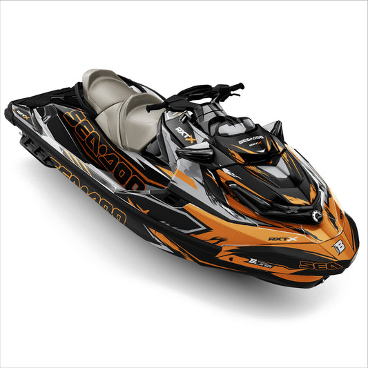 SEA-DOO RXT-GTX 2018-2026 FULL GRAPHICS KIT "RIFT ORANGE" DESIGN