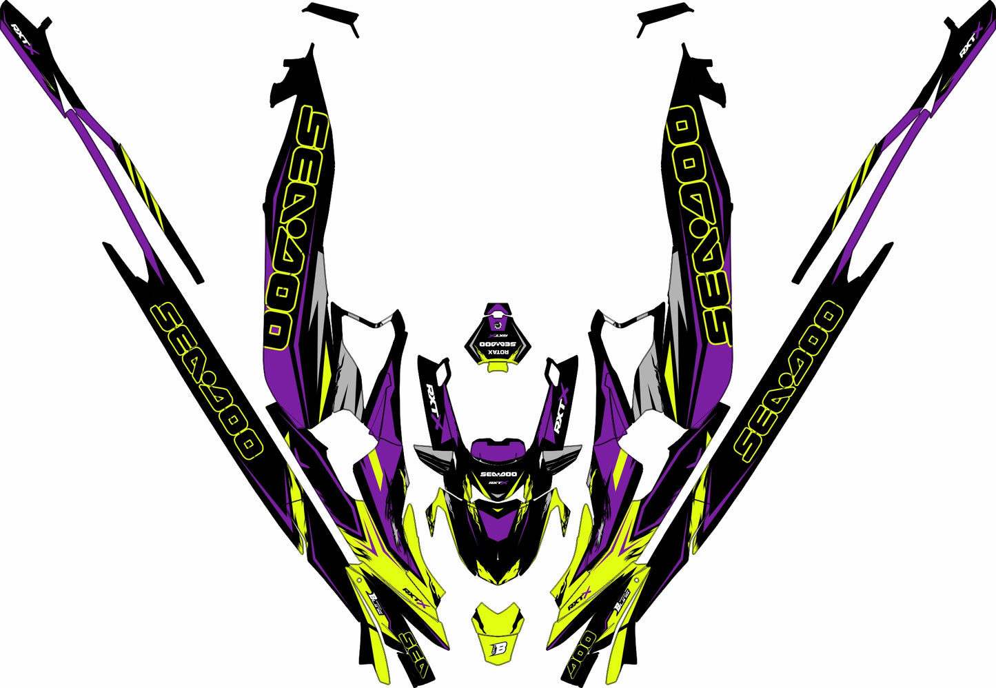 SEA-DOO RXT-GTX 2018-2026 FULL GRAPHICS KIT "RIFT PURPLE" DESIGN