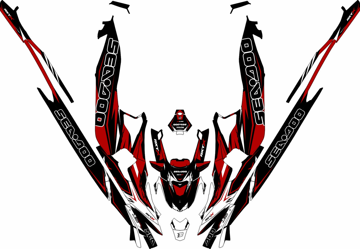 SEA-DOO RXT-GTX 2018-2026 FULL GRAPHICS KIT "RIFT RED" DESIGN