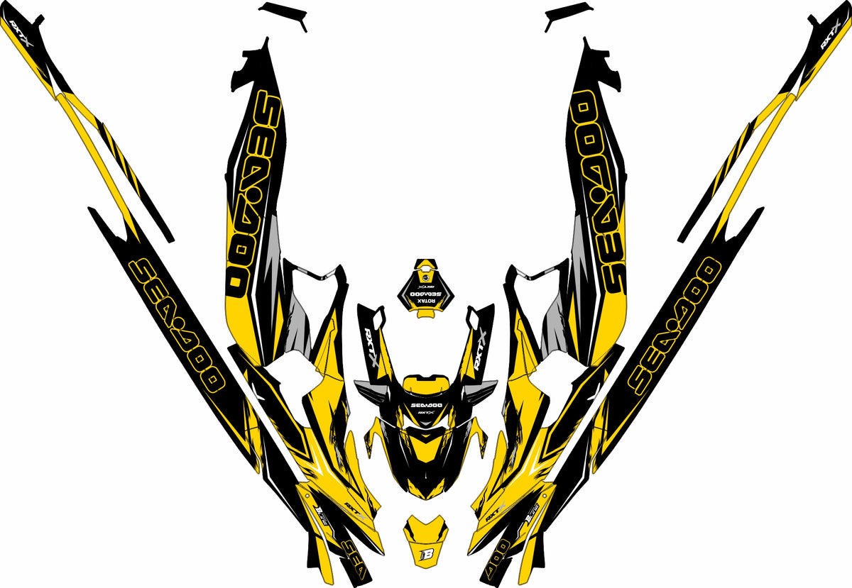 SEA-DOO RXT-GTX 2018-2026 FULL GRAPHICS KIT "RIFT YELLOW" DESIGN