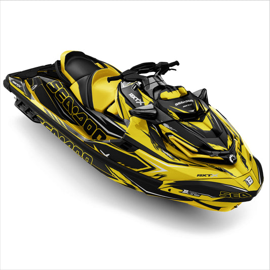 SEA-DOO RXT-GTX 2018-2026 FULL GRAPHICS KIT "RIFT YELLOW" DESIGN