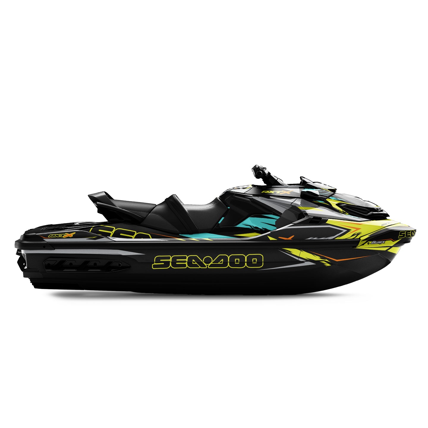 SEA-DOO RXT-GTX 2018-2026 FULL GRAPHICS KIT "RIFT FLUO YELLLOW" DESIGN