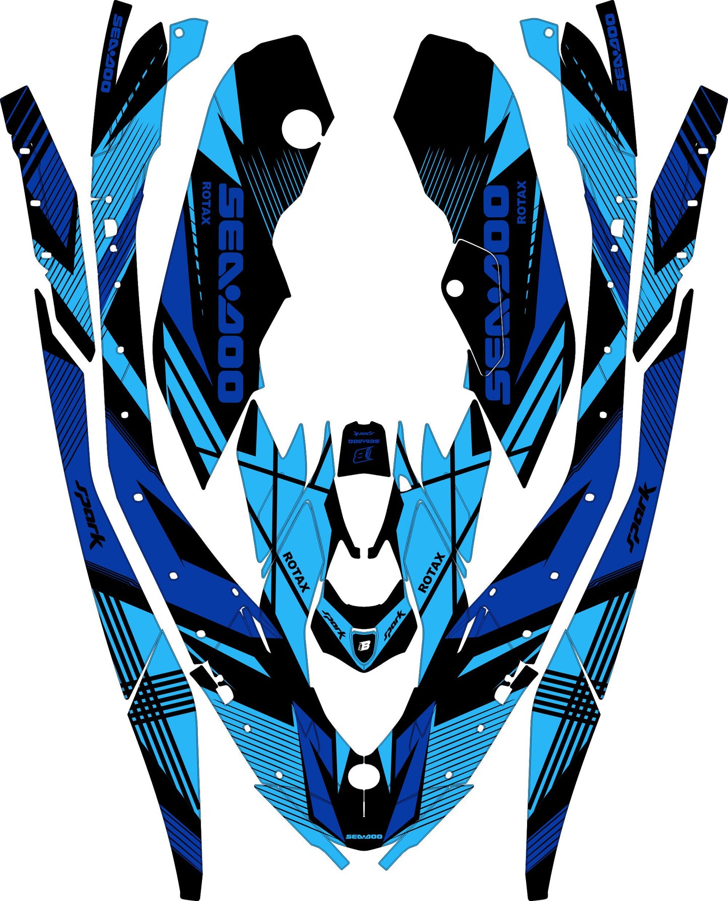 SEA-DOO SPARK TRIXX 2024 FULL GRAPHICS KIT "LINED BLUE" DESIGN