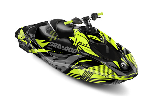 SEA-DOO SPARK TRIXX 2024 FULL GRAPHICS KIT "LINED LIME GREEN" DESIGN