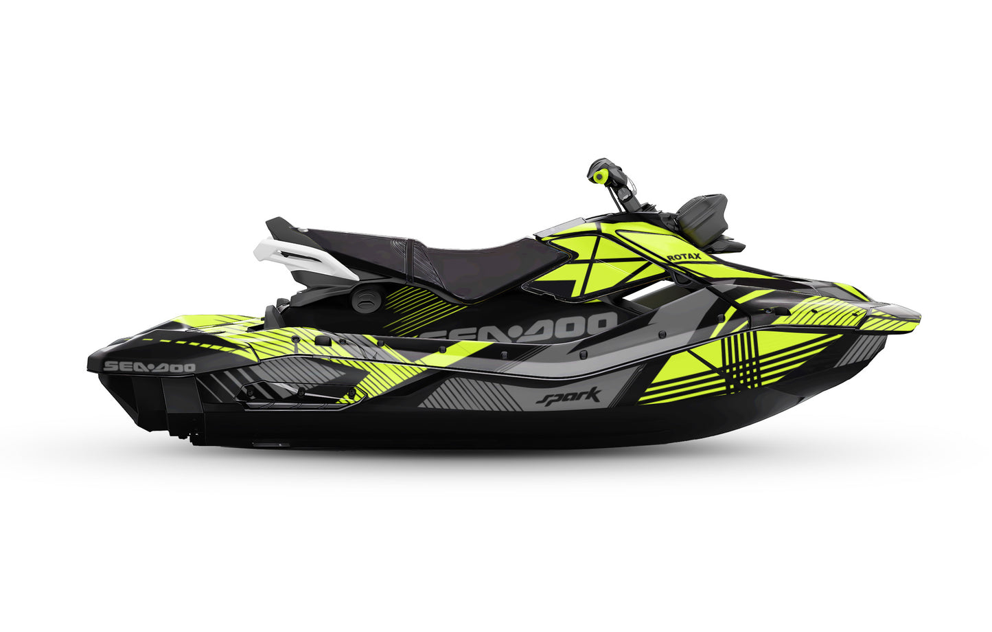 SEA-DOO SPARK TRIXX 2024 FULL GRAPHICS KIT "LINED LIME GREEN" DESIGN