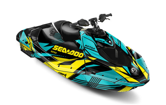 SEA-DOO SPARK TRIXX 2024 FULL GRAPHICS KIT "LINED TURQUOISE" DESIGN