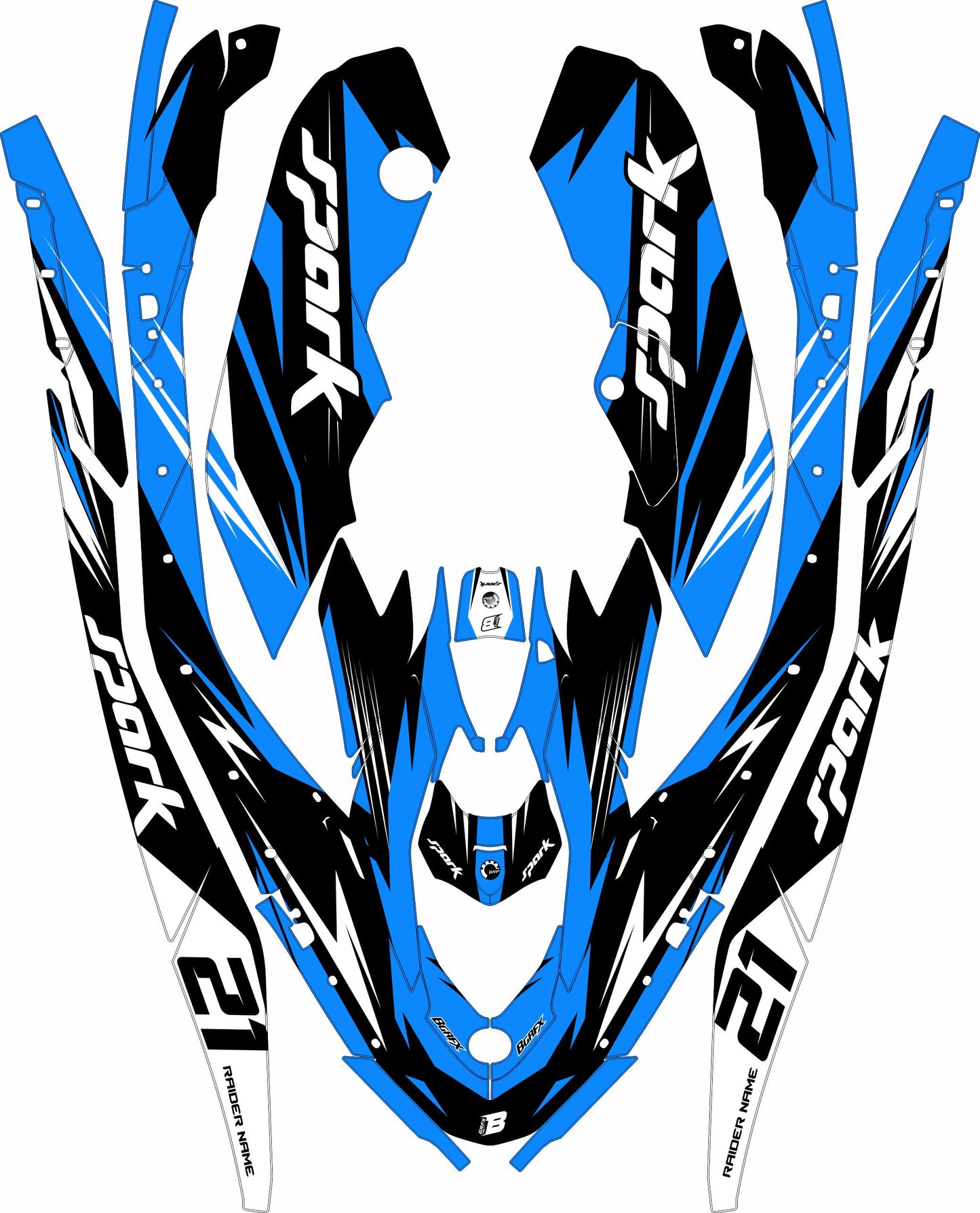 SEA-DOO SPARK TRIXX 2024 FULL GRAPHICS KIT "ATTACK BLUE" DESIGN