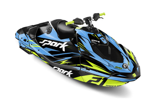 SEA-DOO SPARK TRIXX 2024 FULL GRAPHICS KIT "ATTACK LIME GREEN" DESIGN