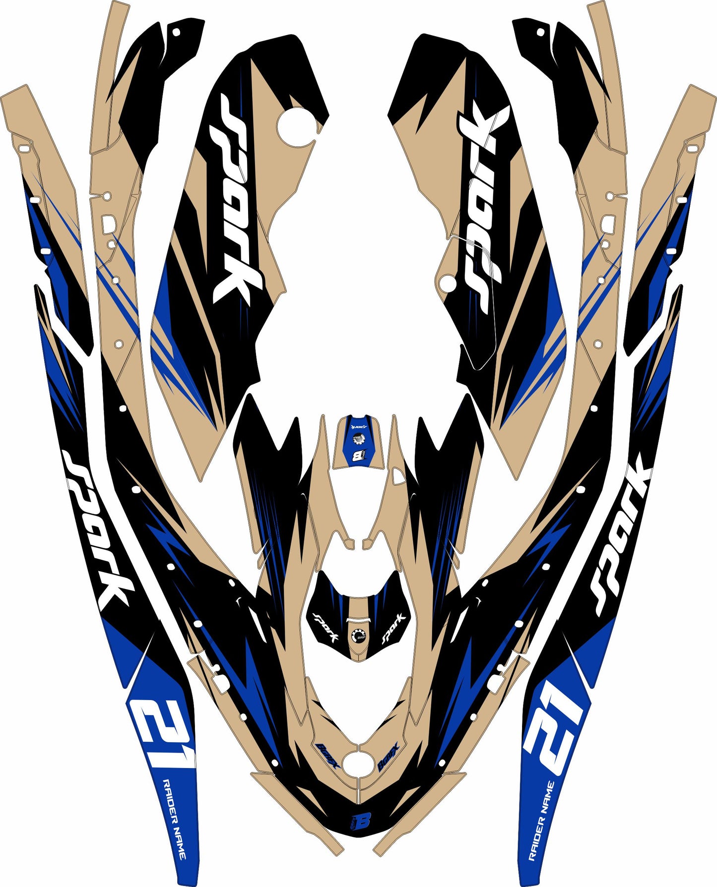 SEA-DOO SPARK TRIXX 2024 FULL GRAPHICS KIT "ATTACK TAN" DESIGN