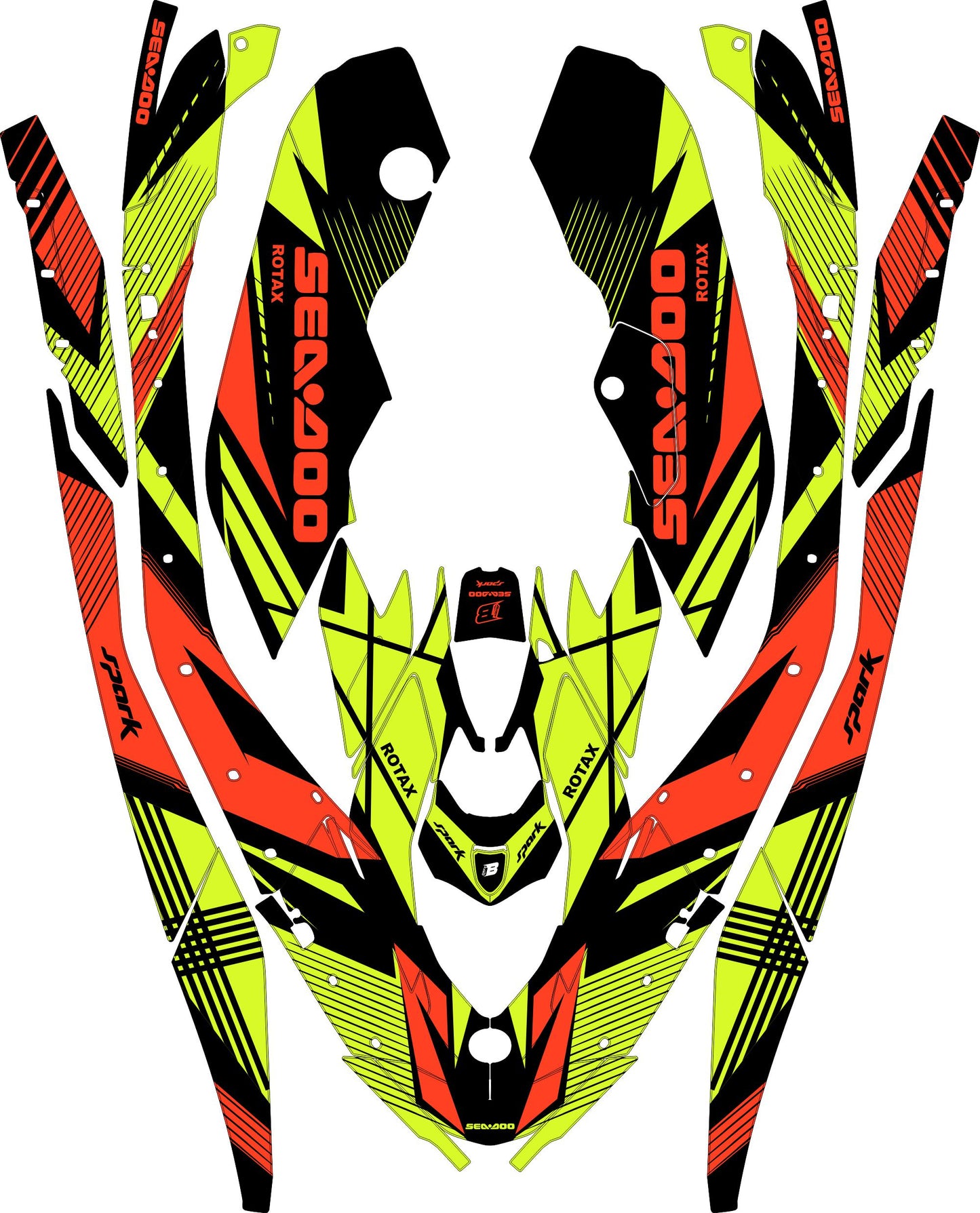 SEA-DOO SPARK TRIXX 2024 FULL GRAPHICS KIT "LINED" DESIGN