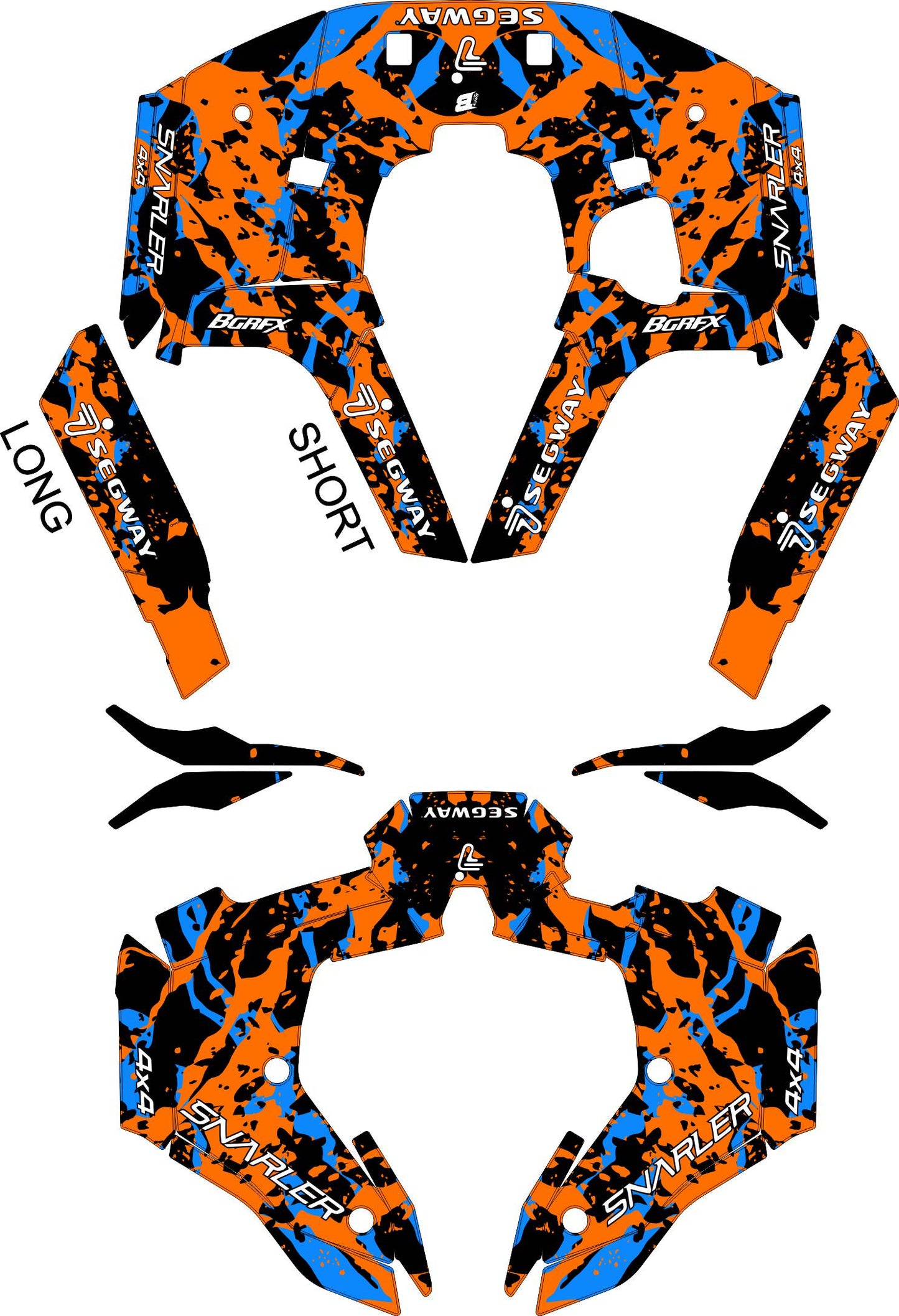 SEGWAY SNARLER AT5 FULL GRAPHICS KIT "ARMY V1 ORANGE" DESIGN