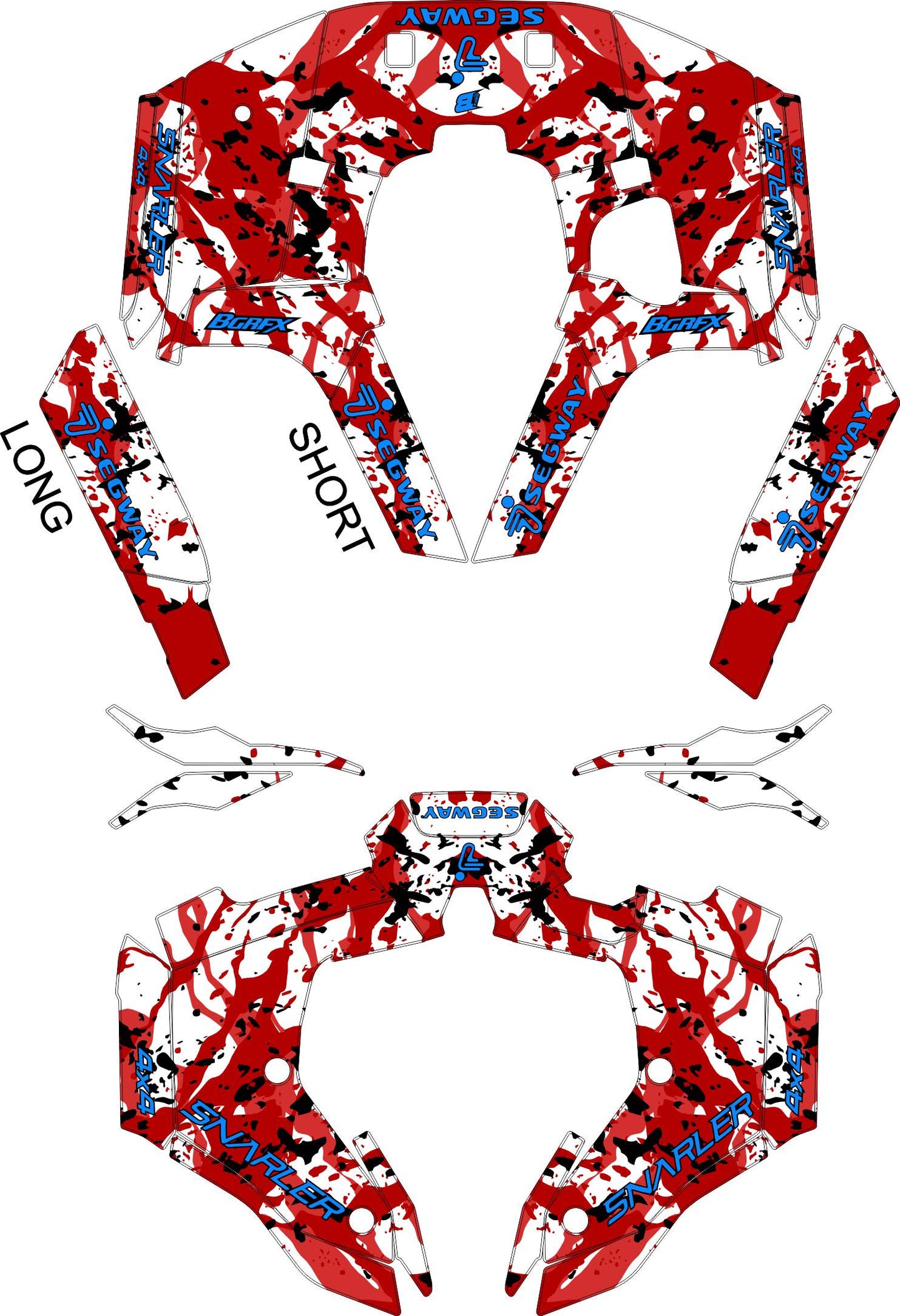 SEGWAY SNARLER AT5 FULL GRAPHICS KIT "ARMY V1 RED" DESIGN