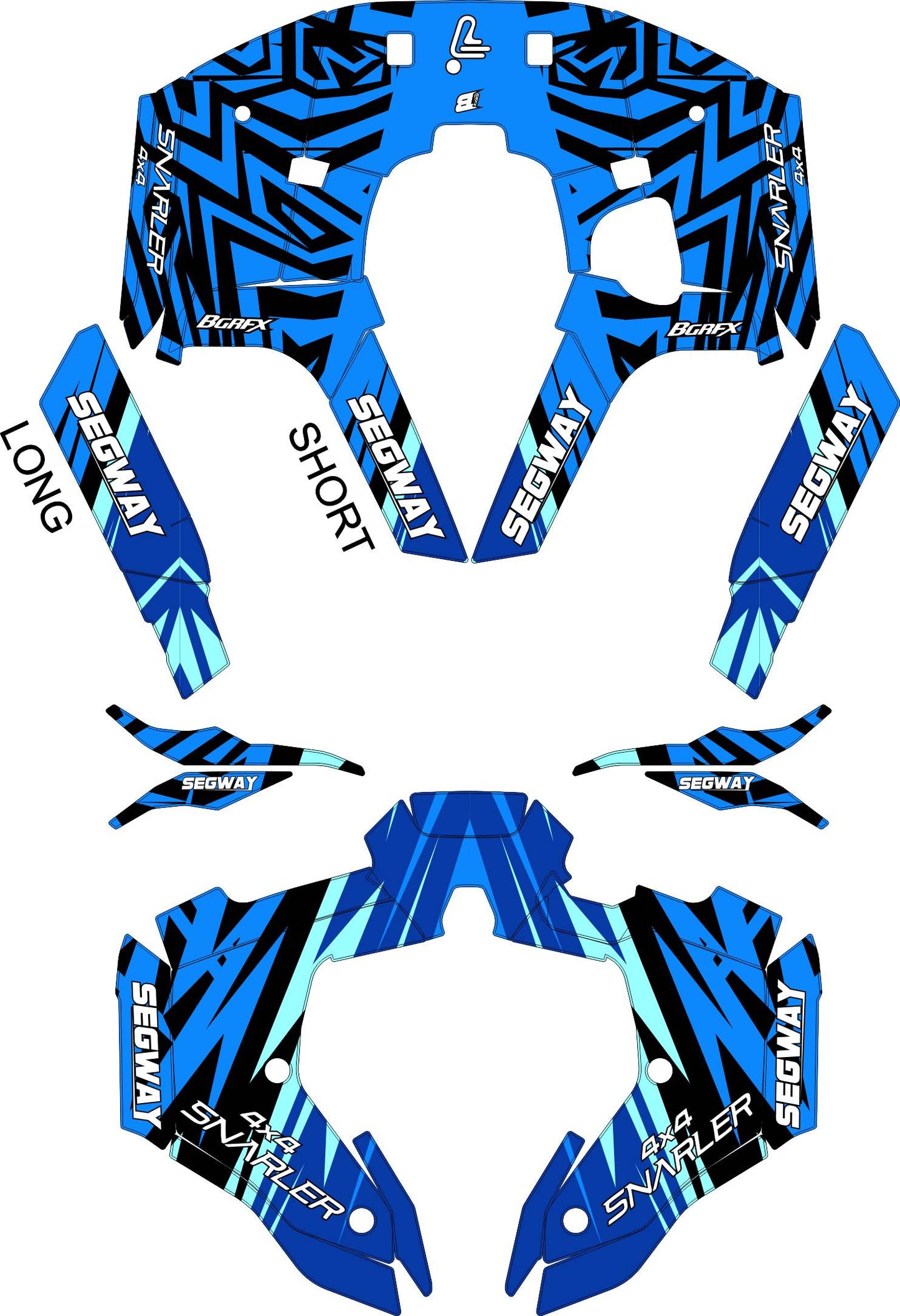 SEGWAY SNARLER AT5 FULL GRAPHICS KIT "PULSED BLUE" DESIGN