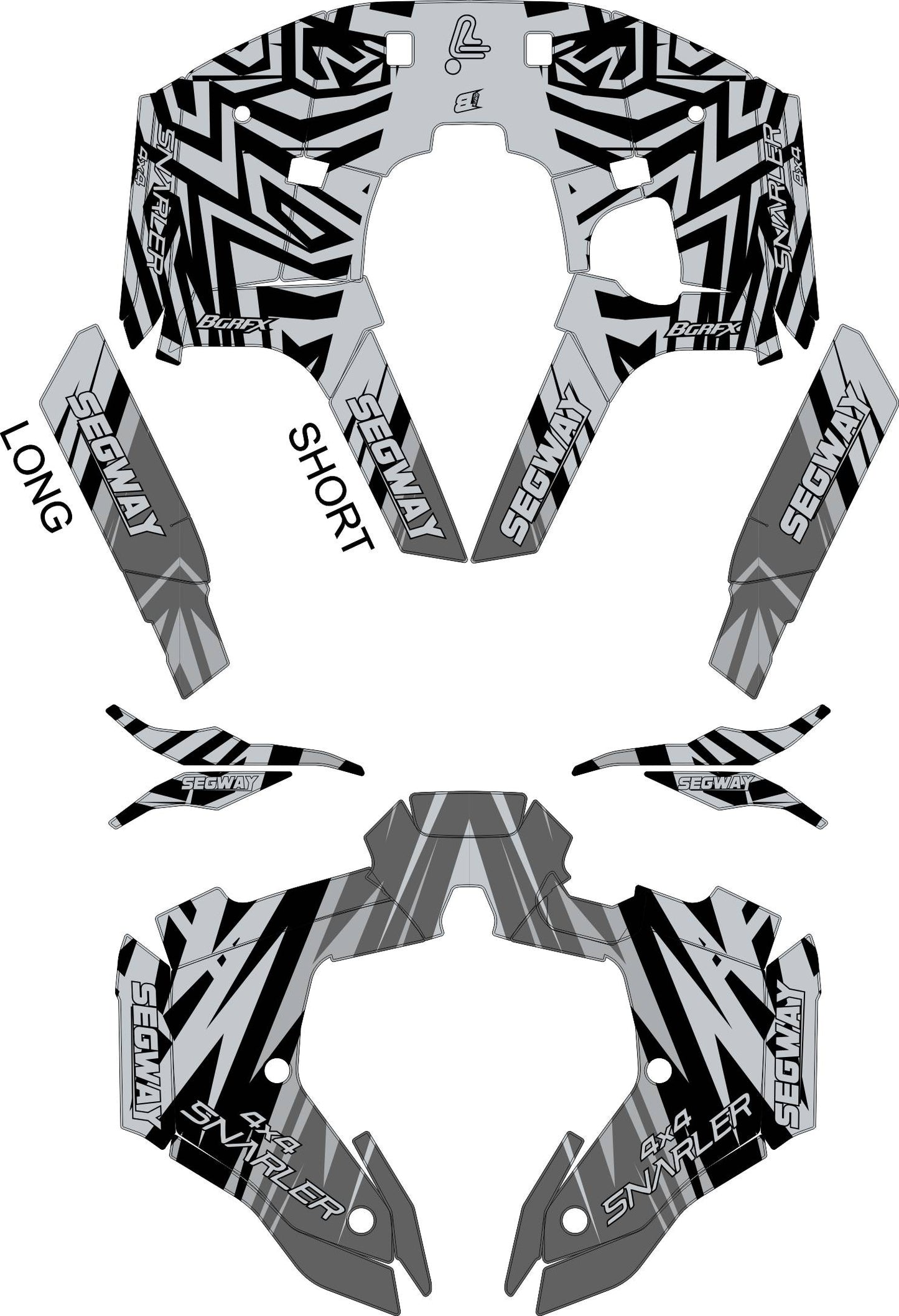 SEGWAY SNARLER AT5 FULL GRAPHICS KIT "PULSED GREY" DESIGN