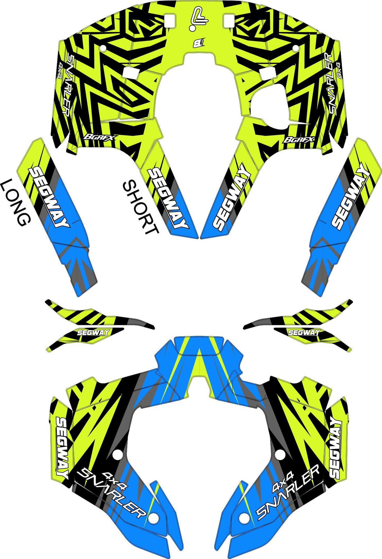 SEGWAY SNARLER AT5 FULL GRAPHICS KIT "PULSED LIME GREEN" DESIGN