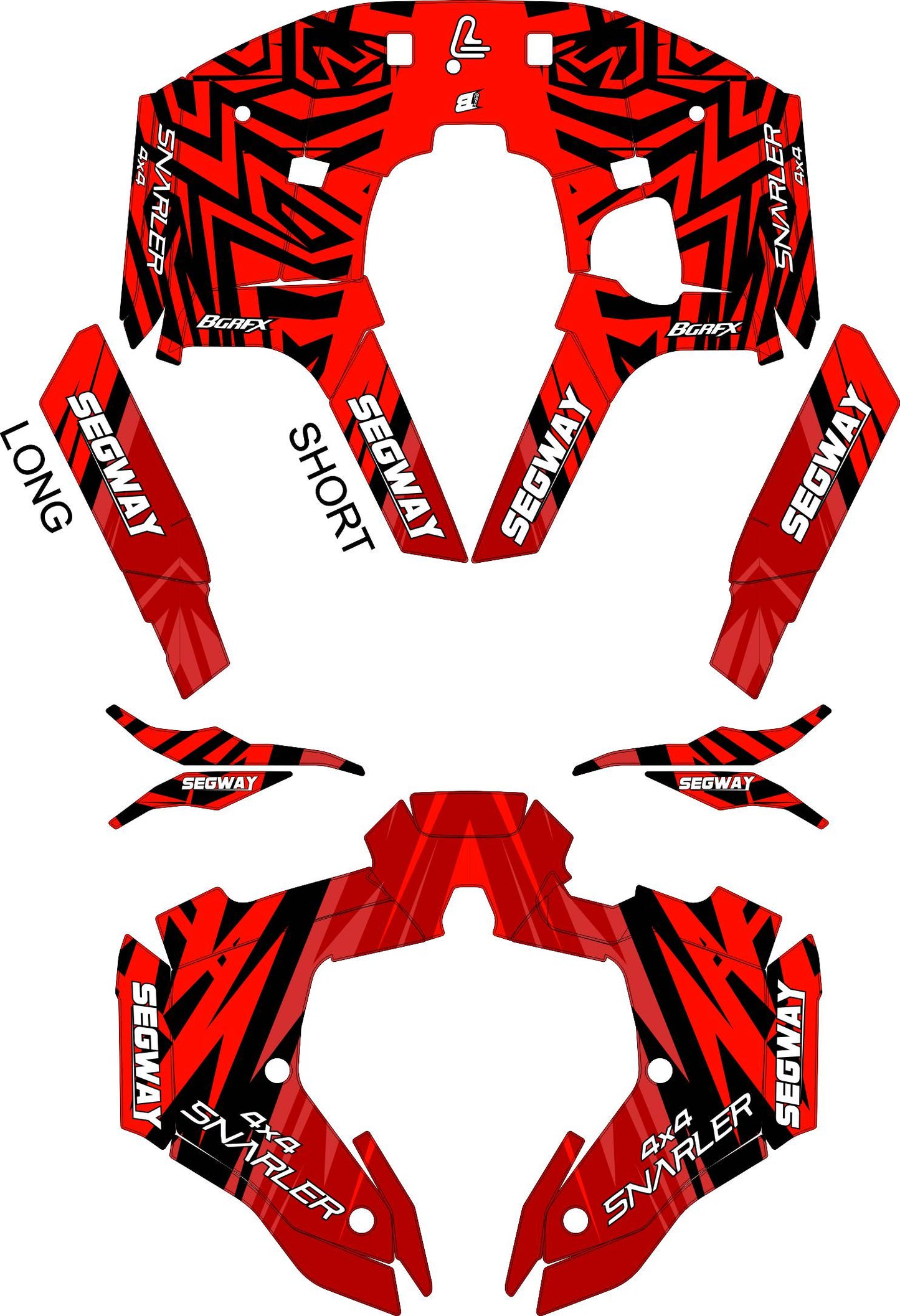 SEGWAY SNARLER AT5 FULL GRAPHICS KIT "PULSED RED" DESIGN