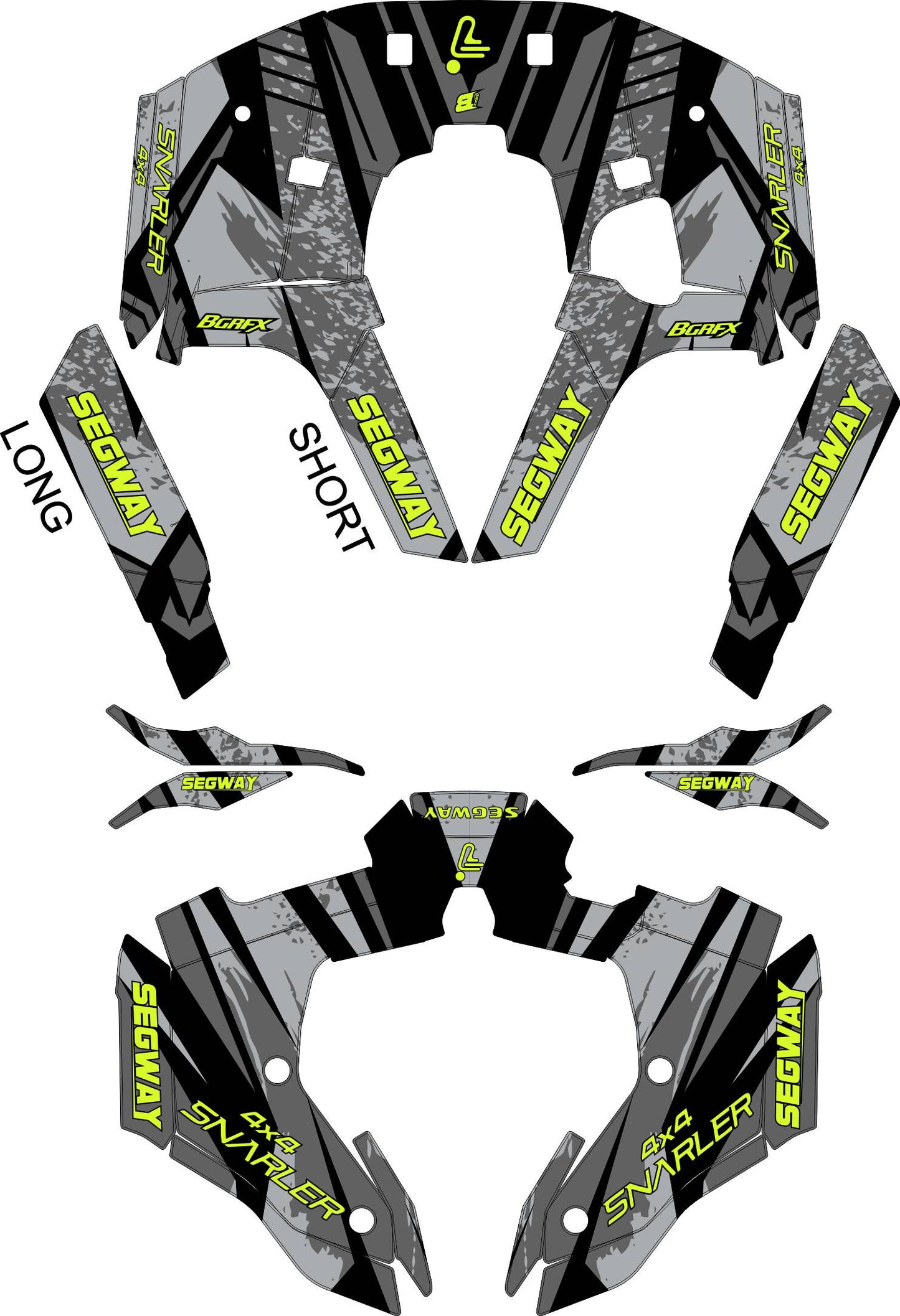 SEGWAY SNARLER AT5 FULL GRAPHICS KIT "SHRED GREY" DESIGN