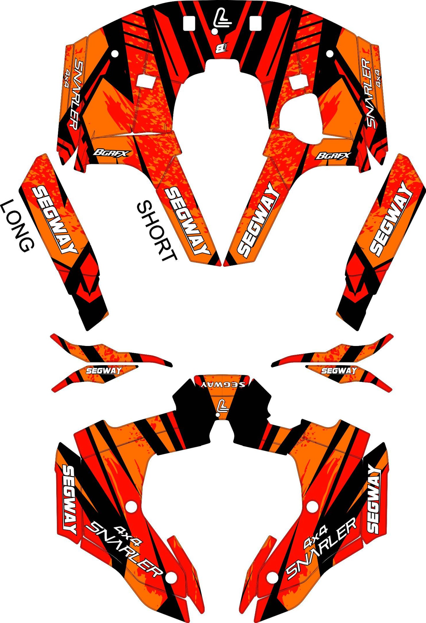 SEGWAY SNARLER AT5 FULL GRAPHICS KIT "SHRED ORANGE" DESIGN