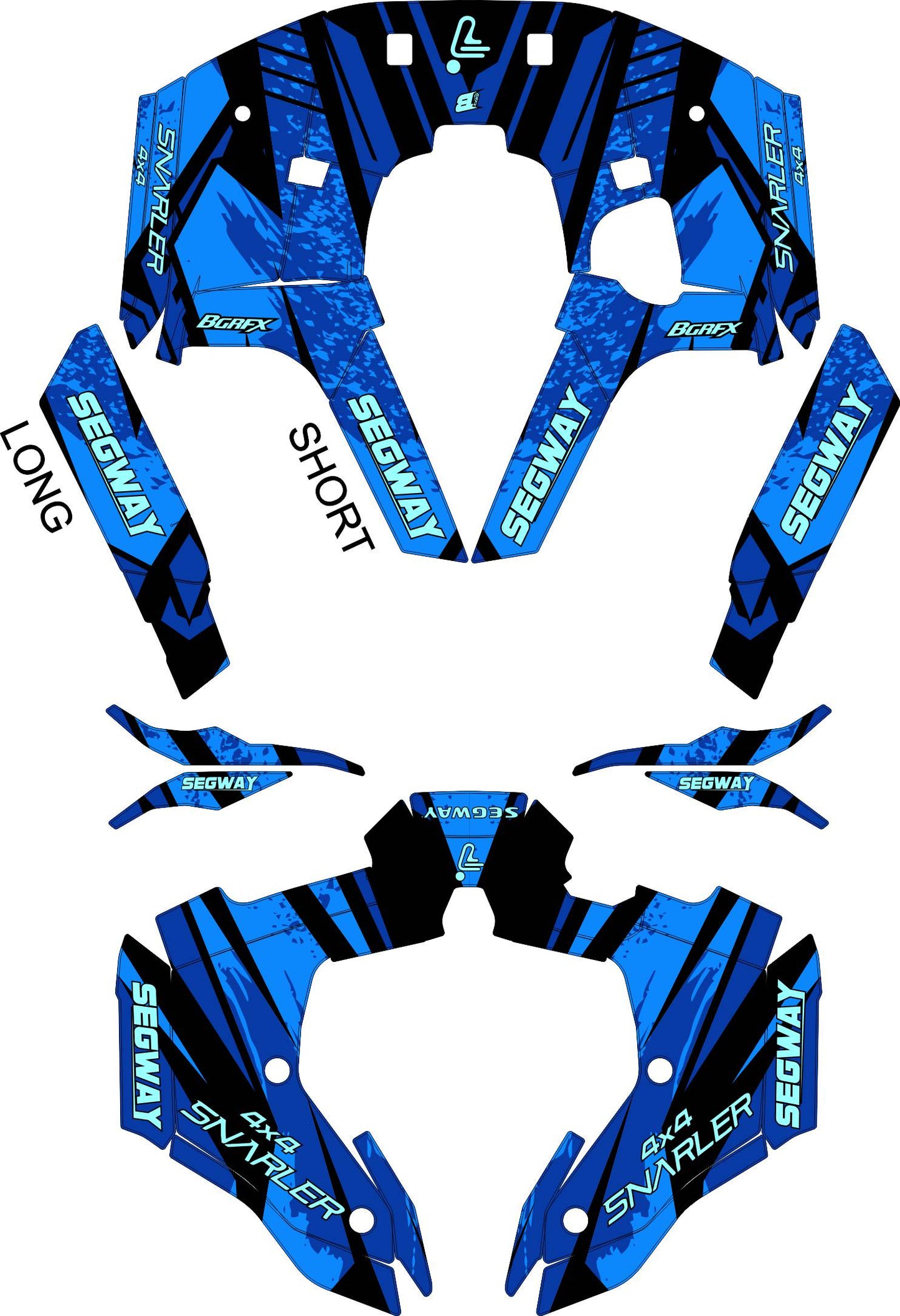 SEGWAY SNARLER AT5 FULL GRAPHICS KIT "SHRED BLUE" DESIGN
