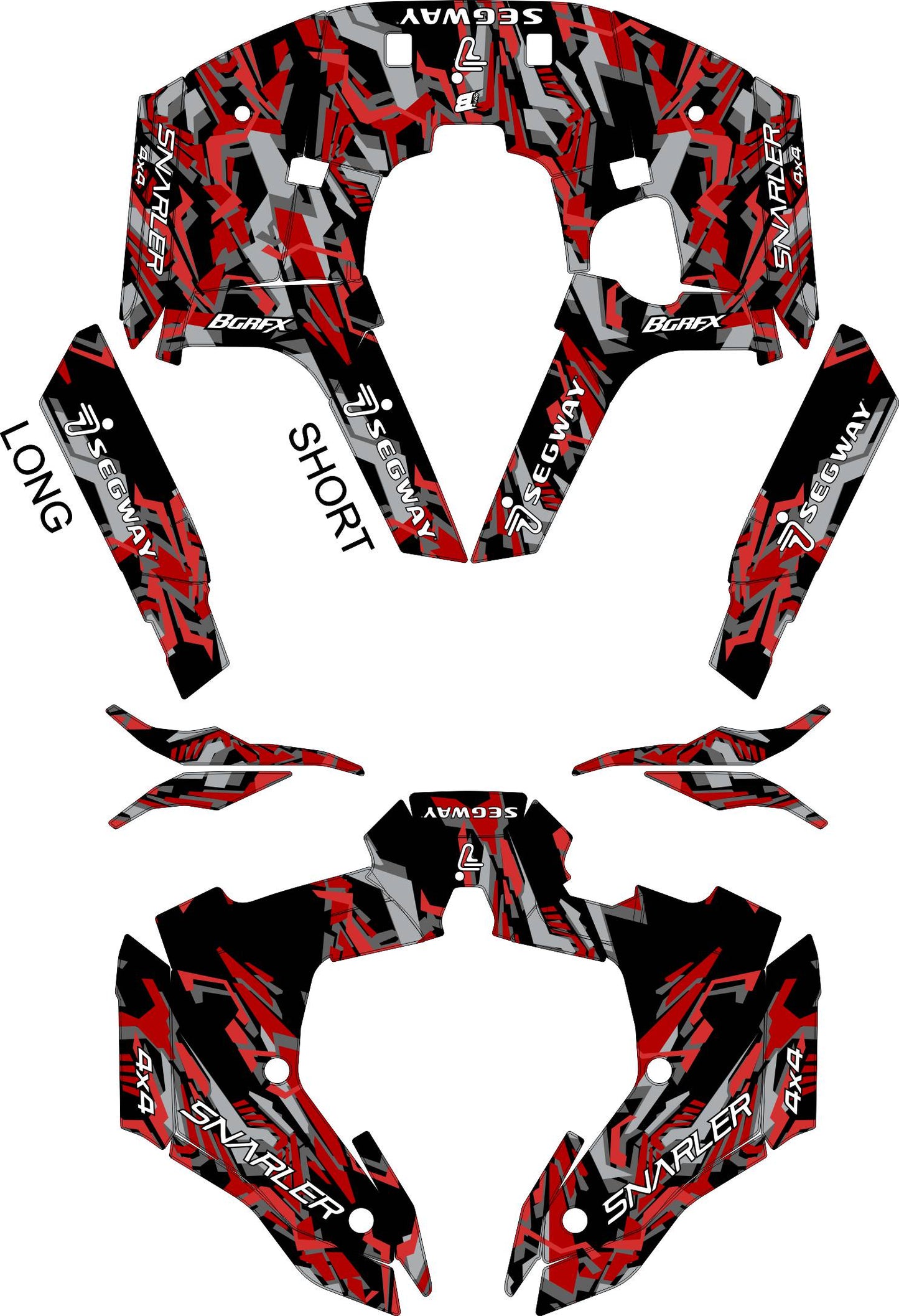 SEGWAY SNARLER AT5 FULL GRAPHICS KIT "TRANCED RED" DESIGN