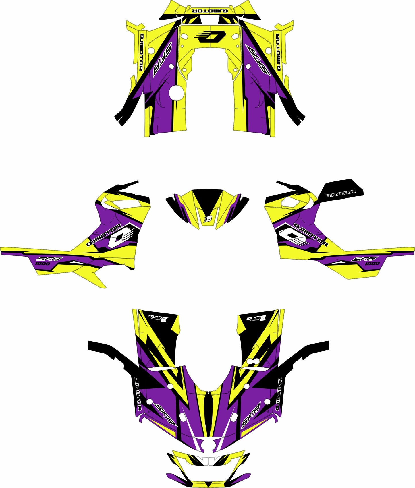 QJMOTOR SFA 1000 / 600 FULL GRAPHICS KIT ''RACED PURPLE'' DESIGN