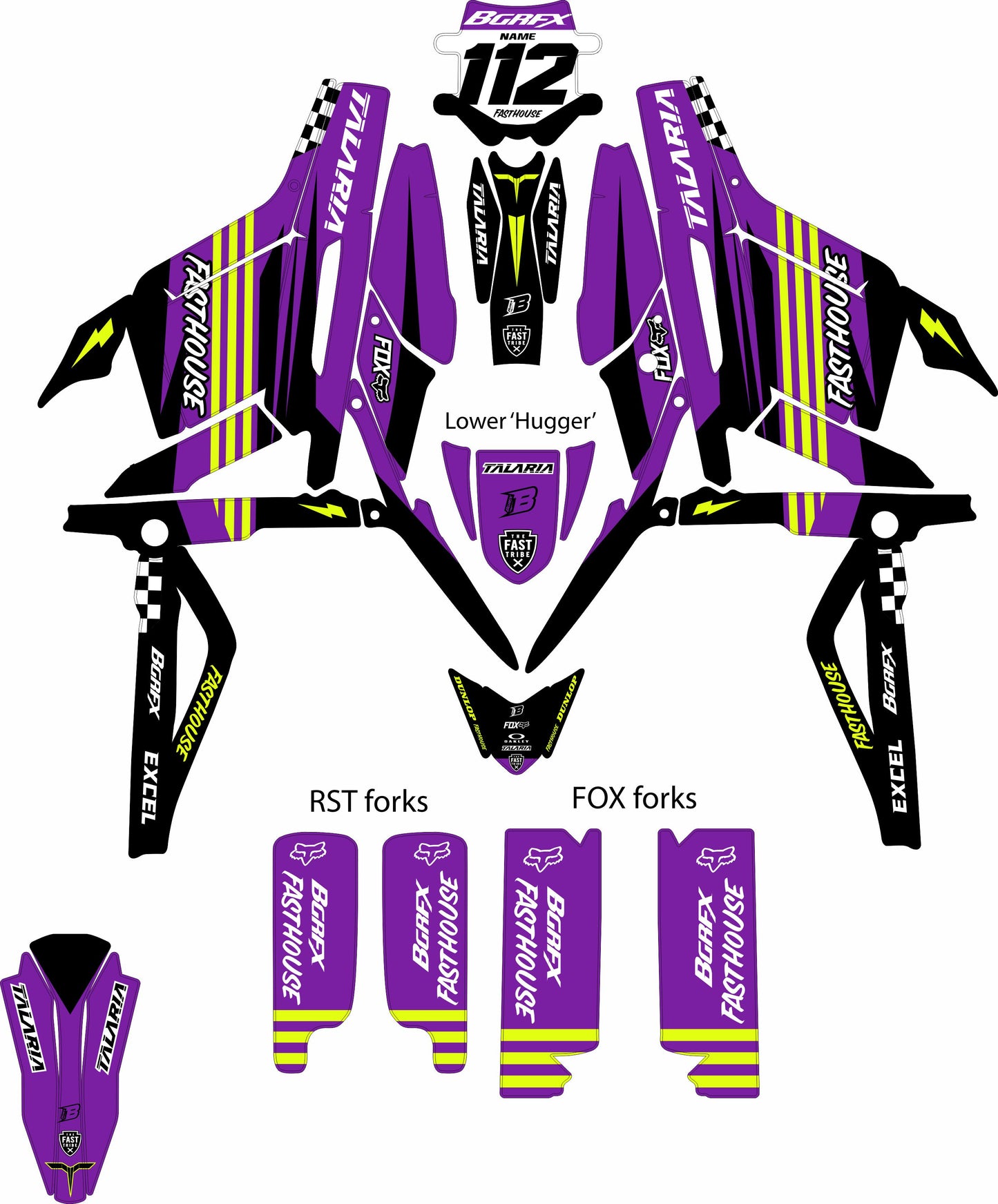 TALARIA STING FULL GRAPHICS KIT ''FINISH PURPLE'' DESIGN