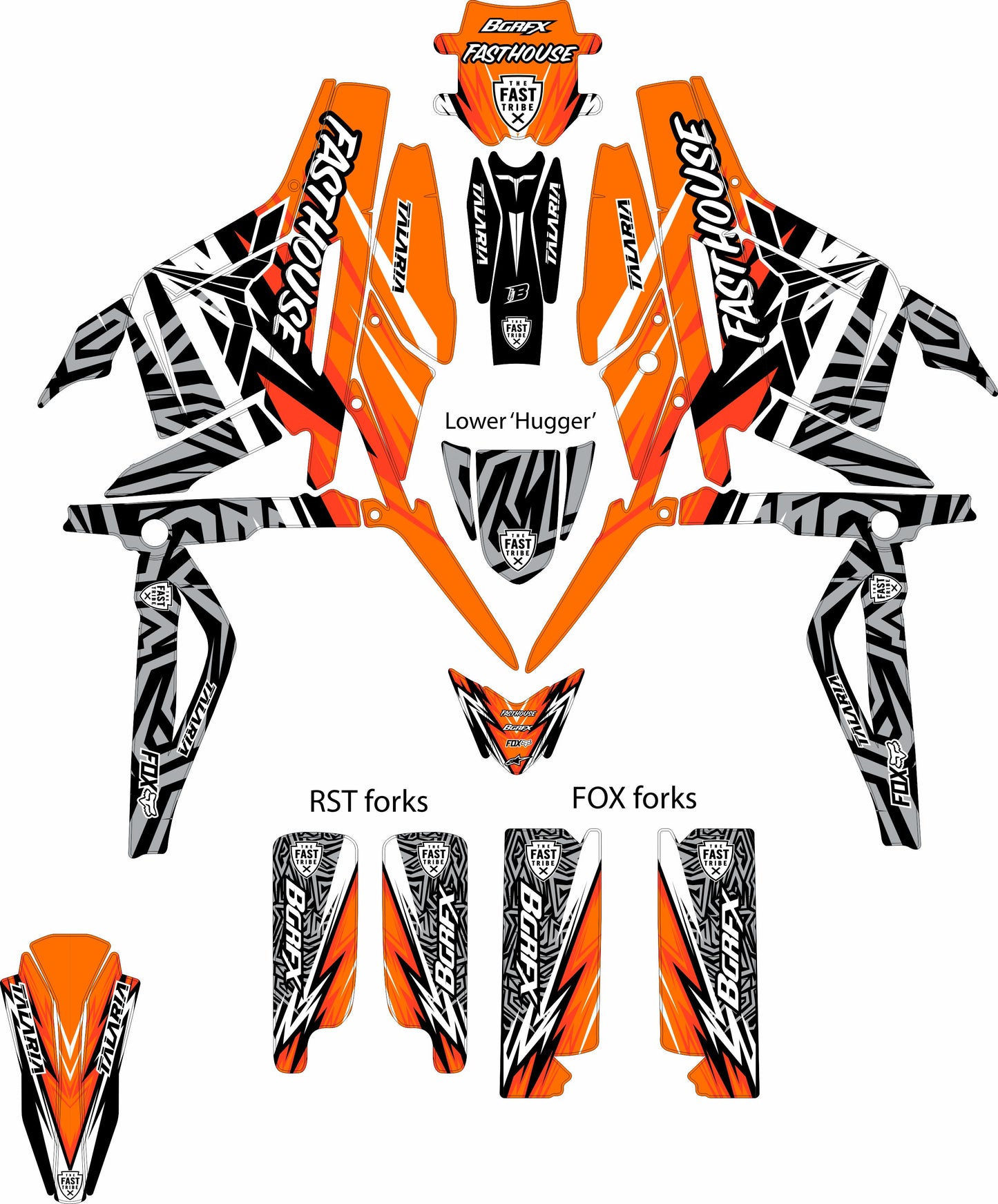 TALARIA STING FULL GRAPHICS KIT ''PULSED ORANGE'' DESIGN