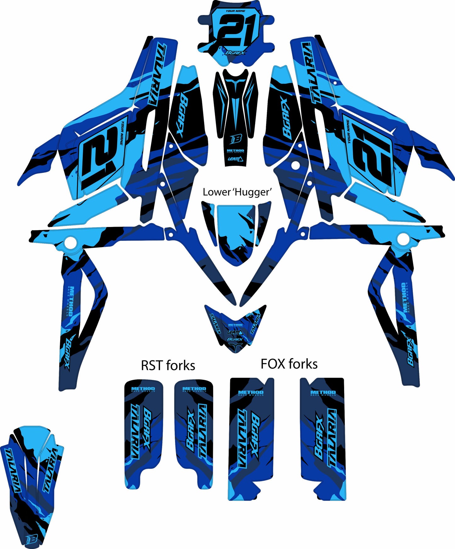 TALARIA STING FULL GRAPHICS KIT ''CAMO V1  BLUE'' DESIGN