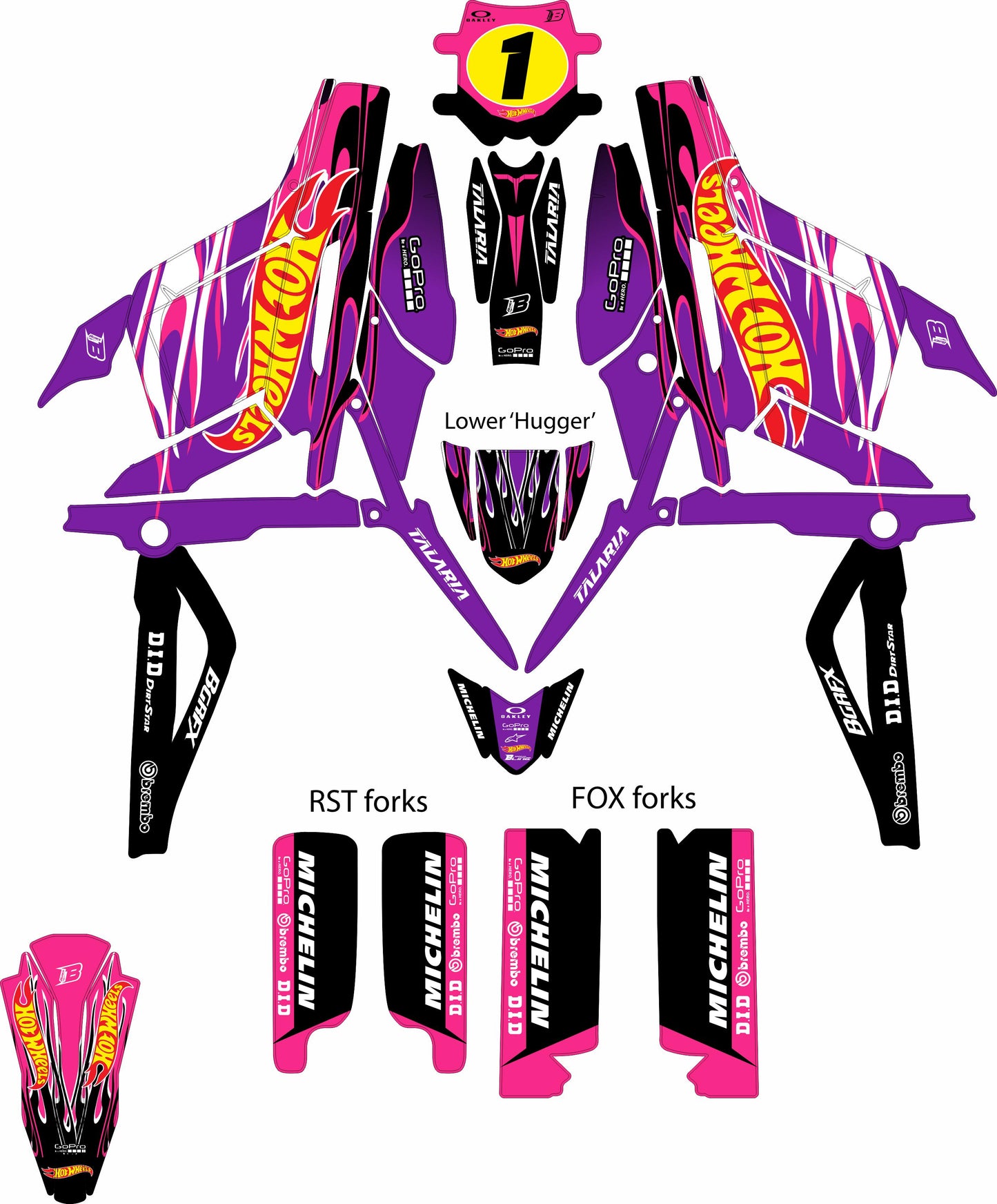 TALARIA STING FULL GRAPHICS KIT ''HOTWHEELS PINK'' DESIGN