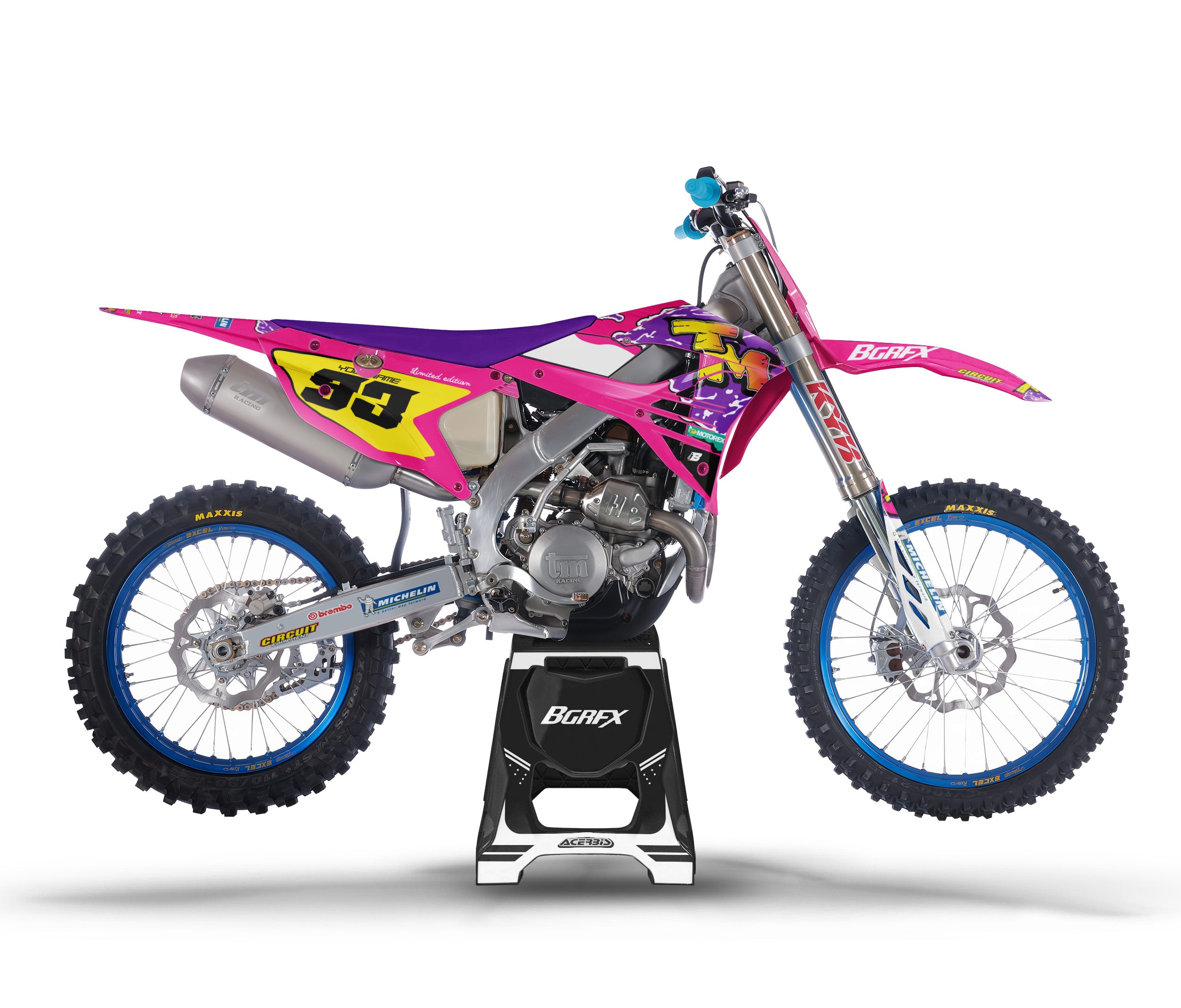 TM RACING FULL GRAPHICS KIT ''RETRO PINK'' DESIGN – bling graphix