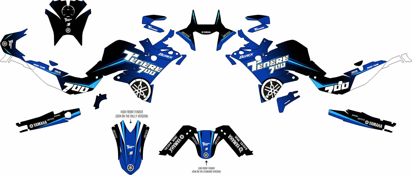 YAMAHA 700 TENERE GRAPHICS KIT ''AMPED BLUE'' DESIGN