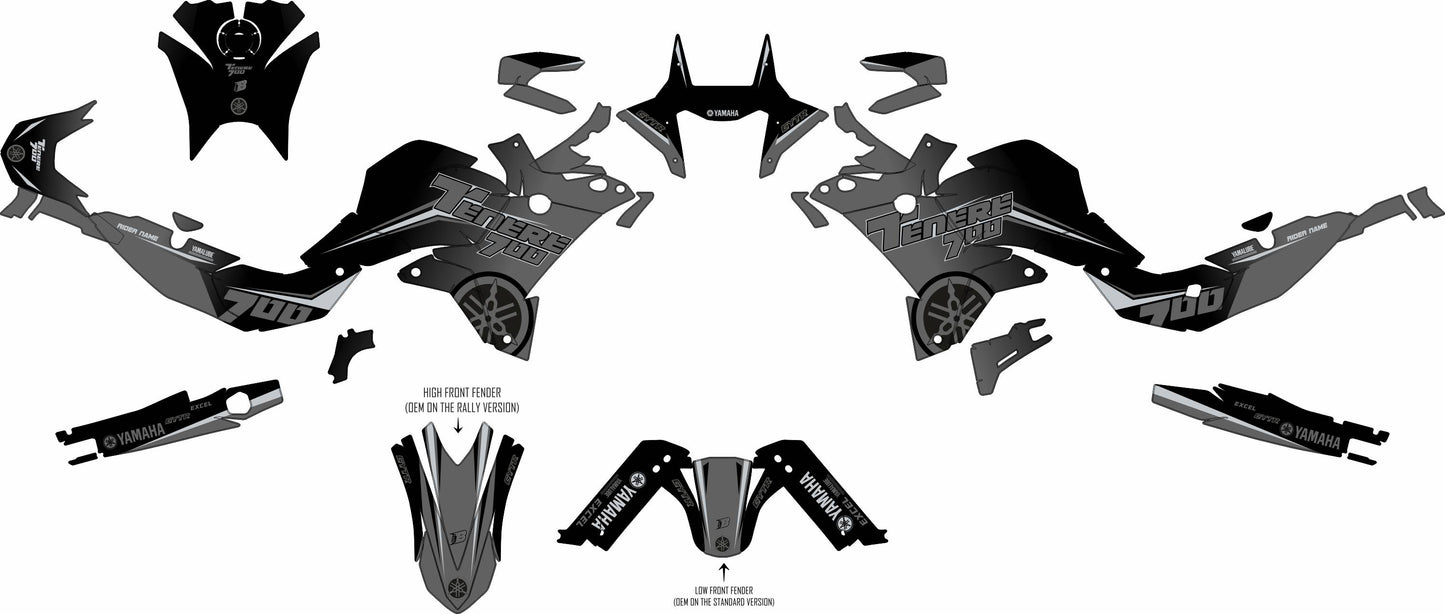YAMAHA 700 TENERE GRAPHICS KIT ''AMPED GREY'' DESIGN