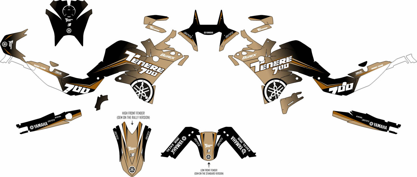 YAMAHA 700 TENERE GRAPHICS KIT ''AMPED TAN'' DESIGN
