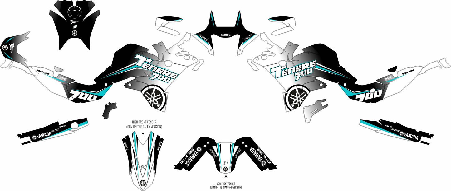 YAMAHA 700 TENERE GRAPHICS KIT ''AMPED WHITE'' DESIGN