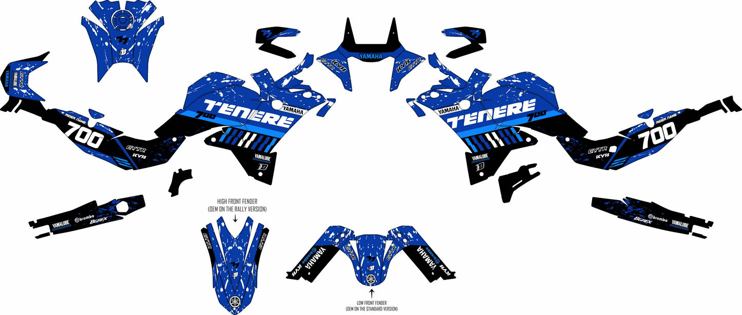 YAMAHA 700 TENERE GRAPHICS KIT ''DIRTED BLUE'' DESIGN