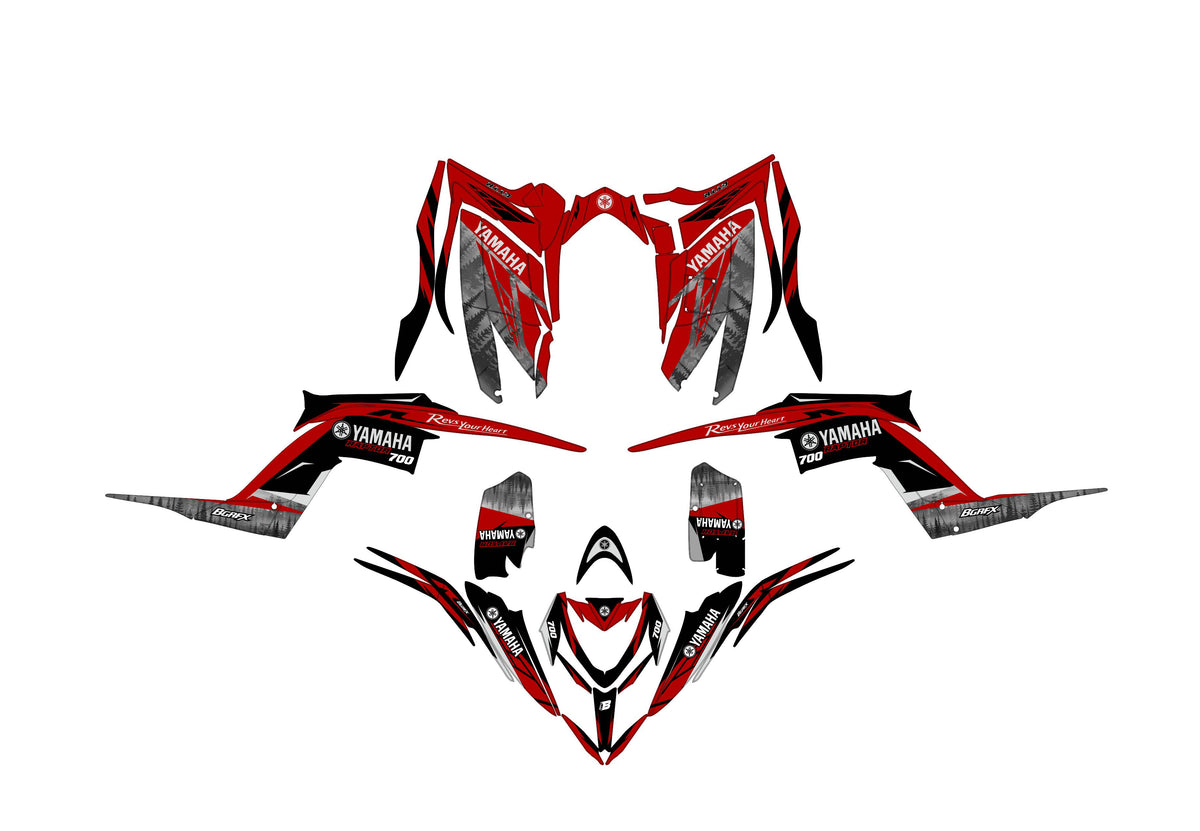 YAMAHA RAPTOR 700 FULL GRAPHICS KIT ''FOREST RED'' DESIGN – bling graphix