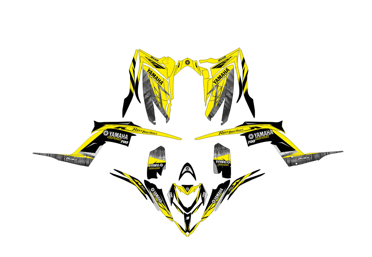 YAMAHA RAPTOR 700 FULL GRAPHICS KIT ''FOREST YELLOW'' DESIGN – bling ...