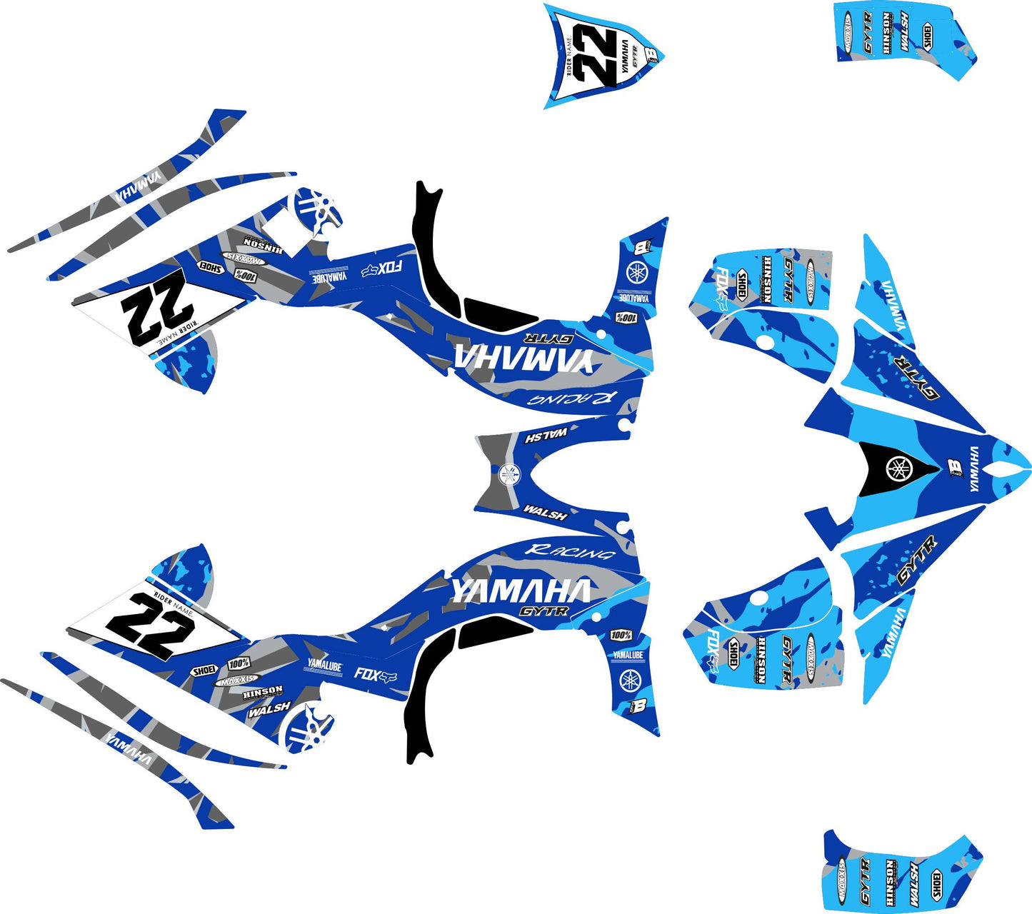 YAMAHA YFZ 450 FULL GRAPHICS KIT ''CAMED BLUE'' DESIGN